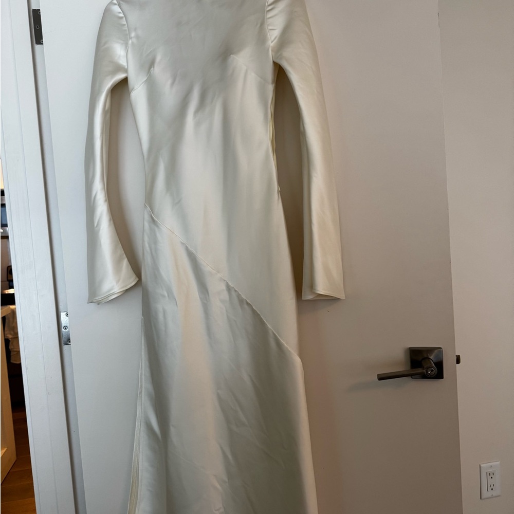 Cream Long Sleeve Crew Neck Bridal Gown One adding ton Olivia rose the label